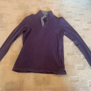 Michael Kors Plum Long-Sleeve Henley with Heather Gray Trim